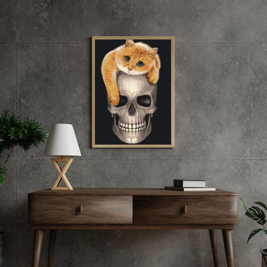 Diamond Painting - Kat op de schedel - SEOS®