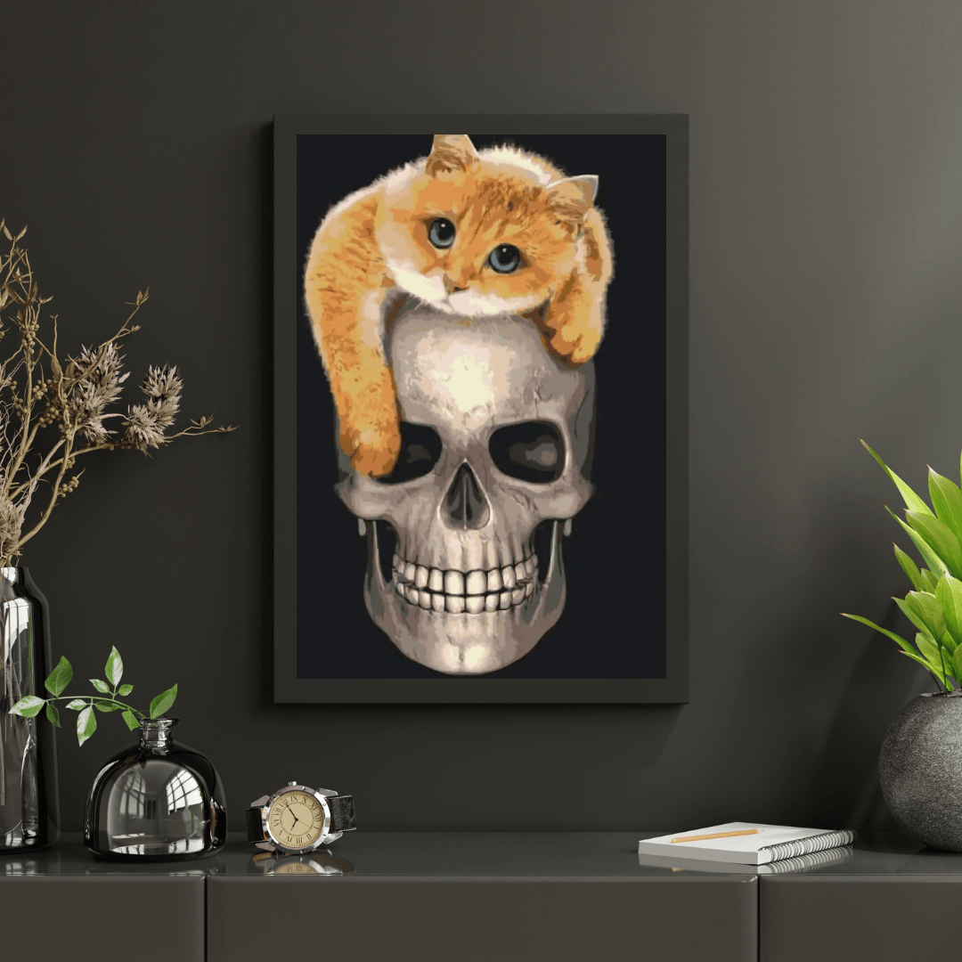 Diamond Painting - Kat op de schedel - SEOS®
