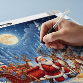 Diamond Painting - Kerstman en zijn rendiervrienden