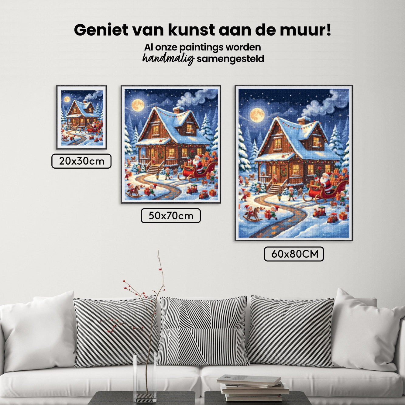 Diamond Painting - Kerstman's werkplaats in de sneeuw