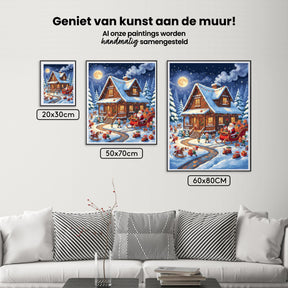 Diamond Painting - Kerstman's werkplaats in de sneeuw