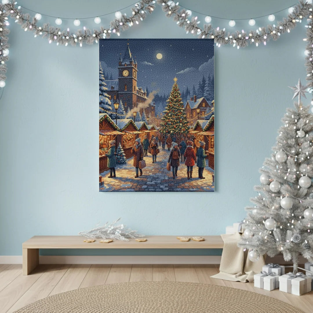 Diamond Painting - Kerstmarkt in de schemering
