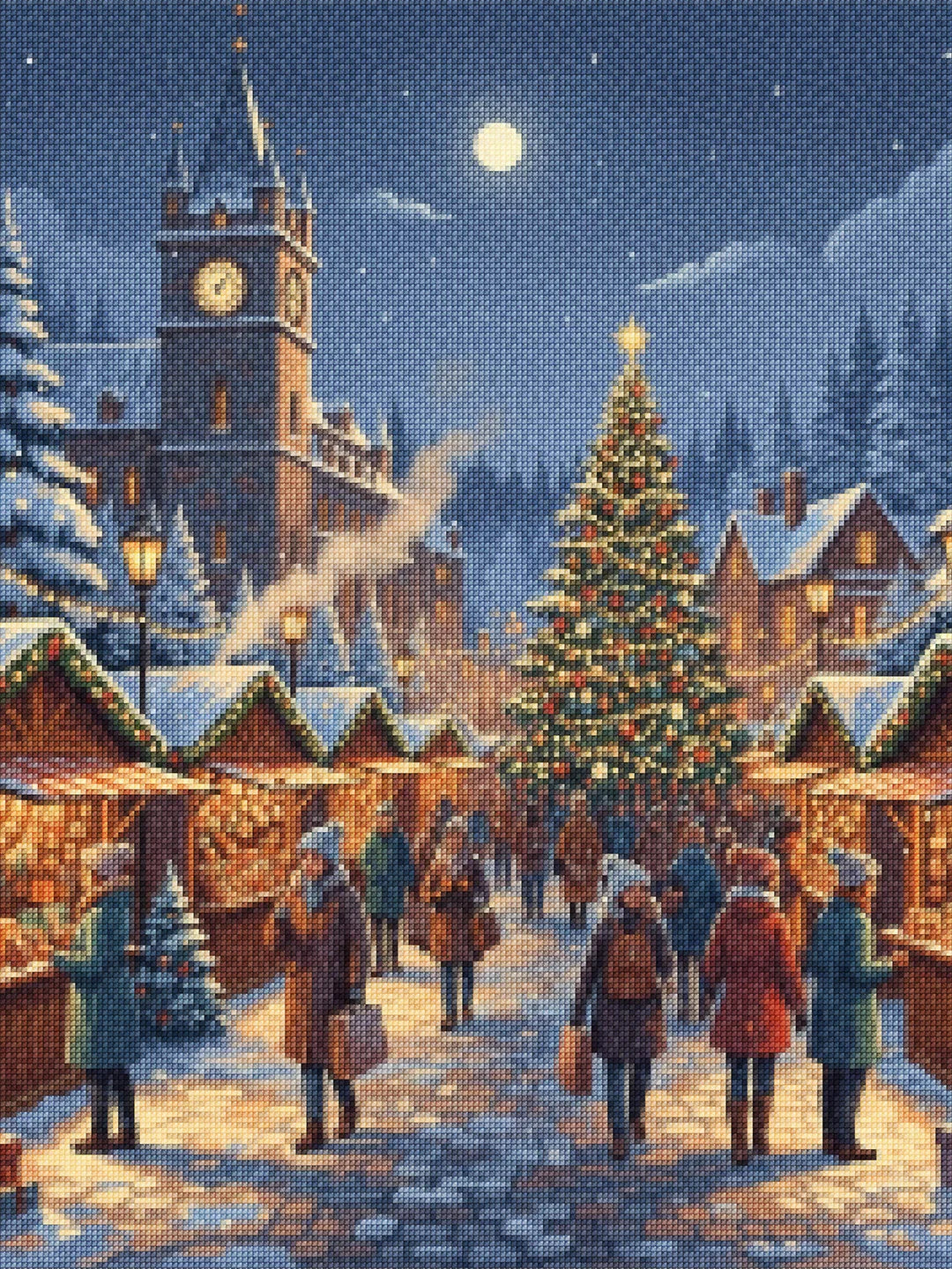 Diamond Painting - Kerstmarkt in de schemering