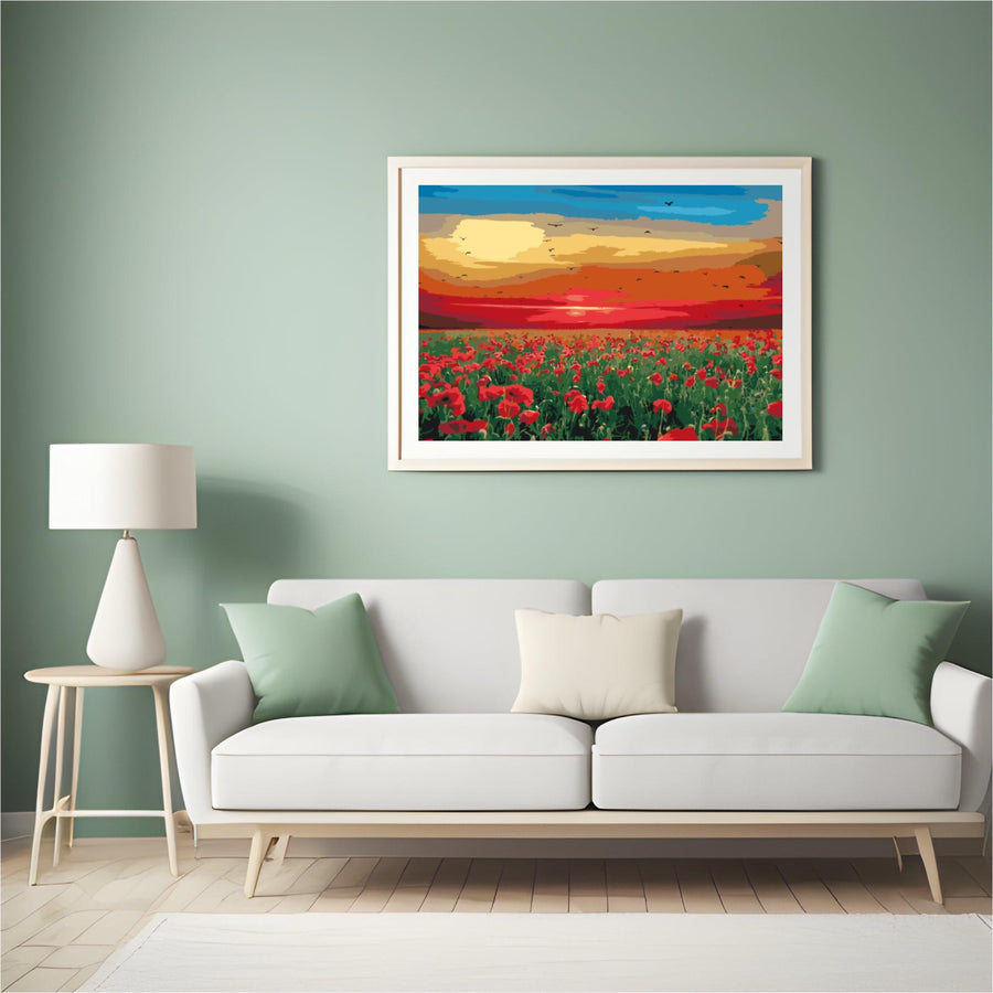 Diamond Painting - Klaprozenveld bij zonsondergang - SEOS Shop ®