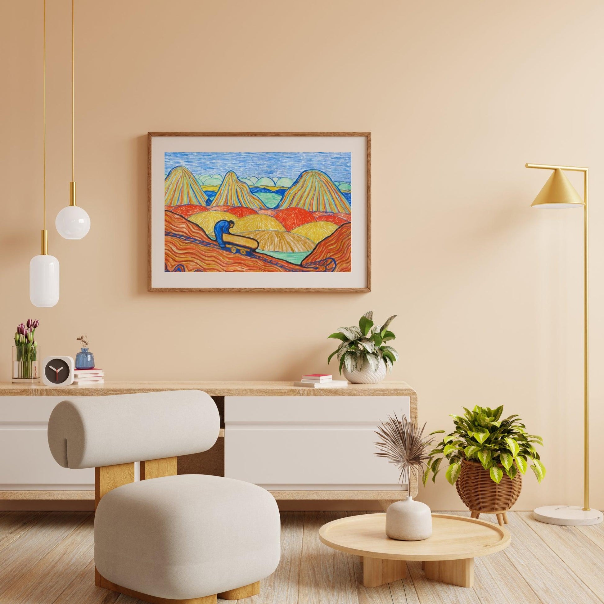 Diamond Painting - Klei werker met een gele kar - SEOS Shop ®