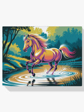 Diamond Painting - Kleurrijk paard galoppeert door water