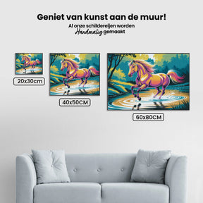 Diamond Painting - Kleurrijk paard galoppeert door water