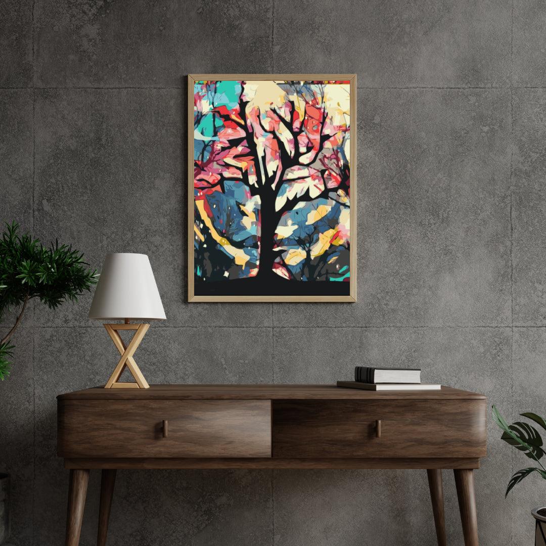 Diamond Painting - Kleurrijke achtergrond achter de boom - SEOS Shop ®