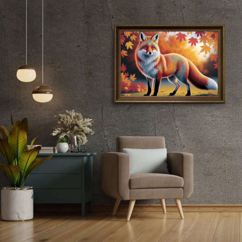 Diamond Painting - Kleurrijke vos met vloeiende vacht