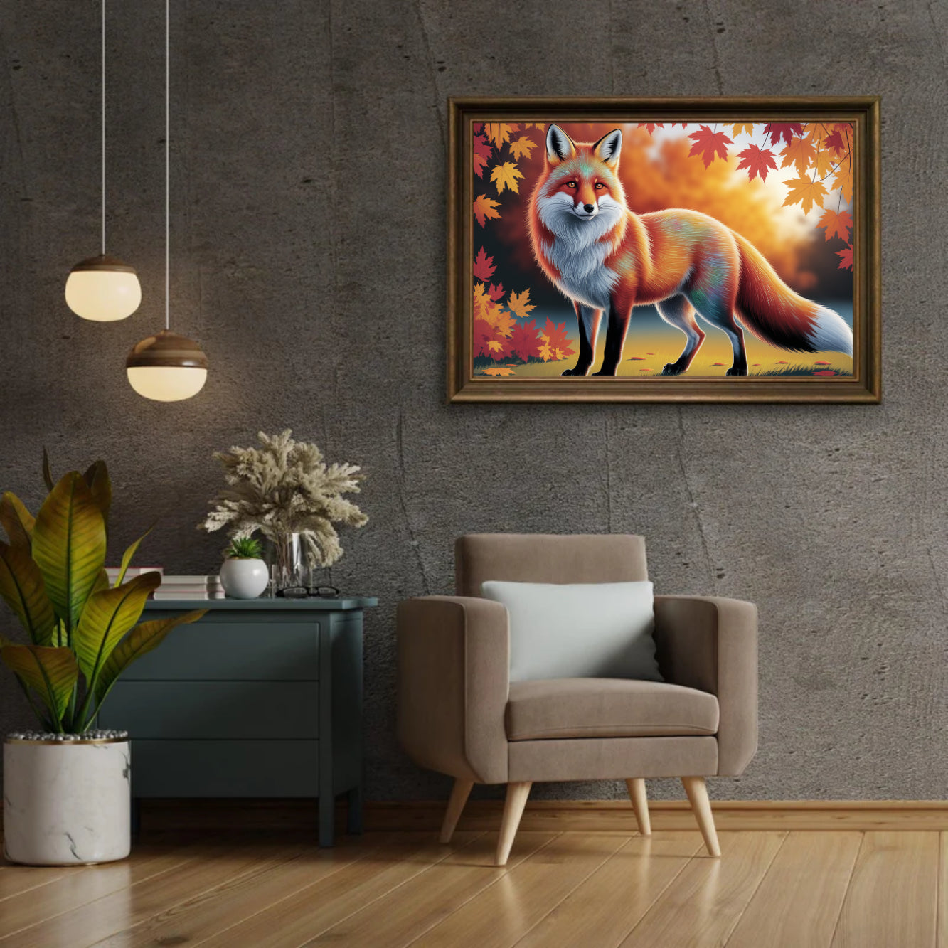 Diamond Painting - Kleurrijke vos met vloeiende vacht