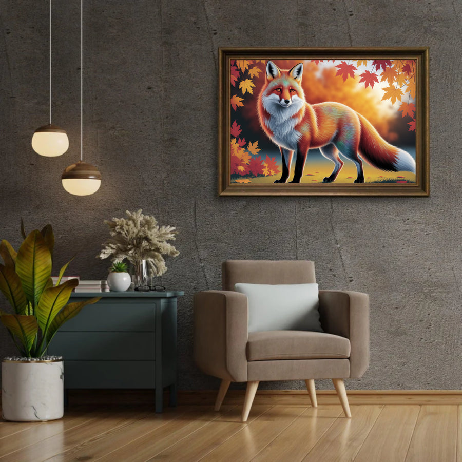 Diamond Painting - Kleurrijke vos met vloeiende vacht