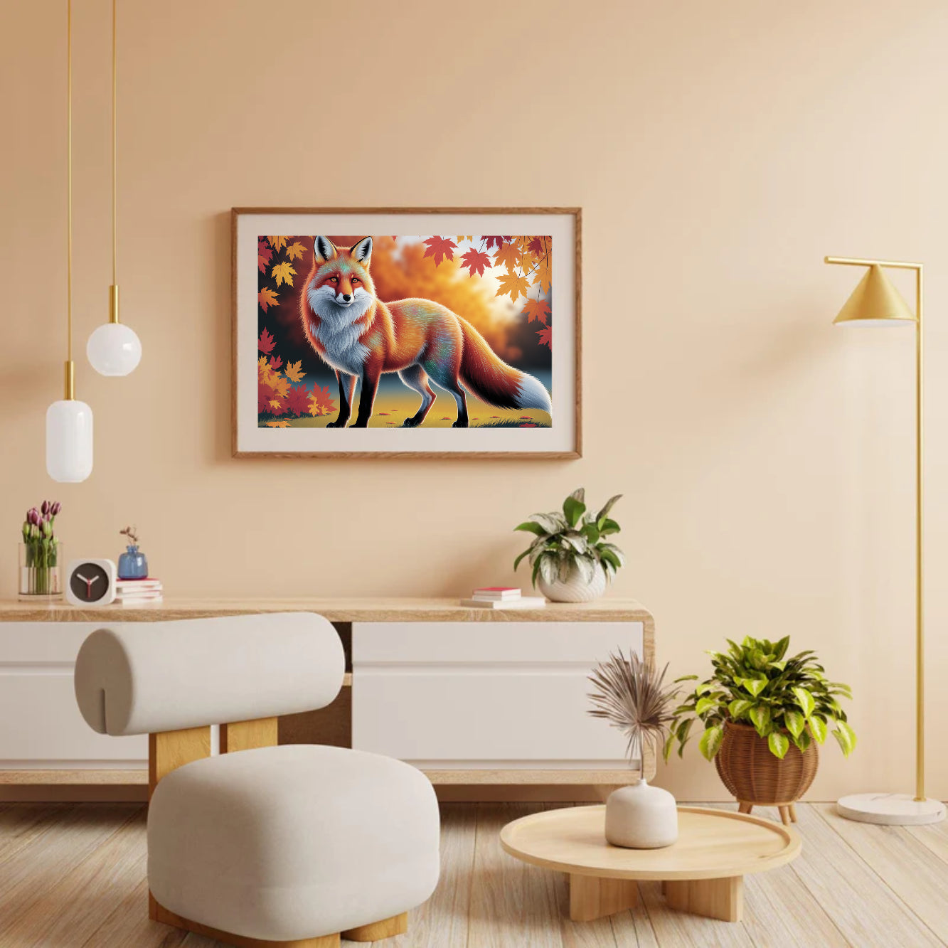 Diamond Painting - Kleurrijke vos met vloeiende vacht