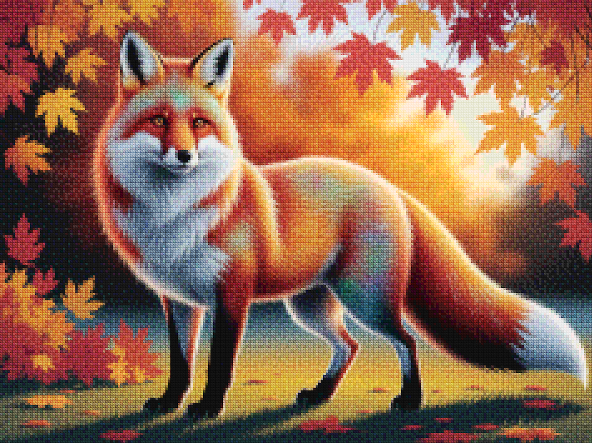 Diamond Painting - Kleurrijke vos met vloeiende vacht