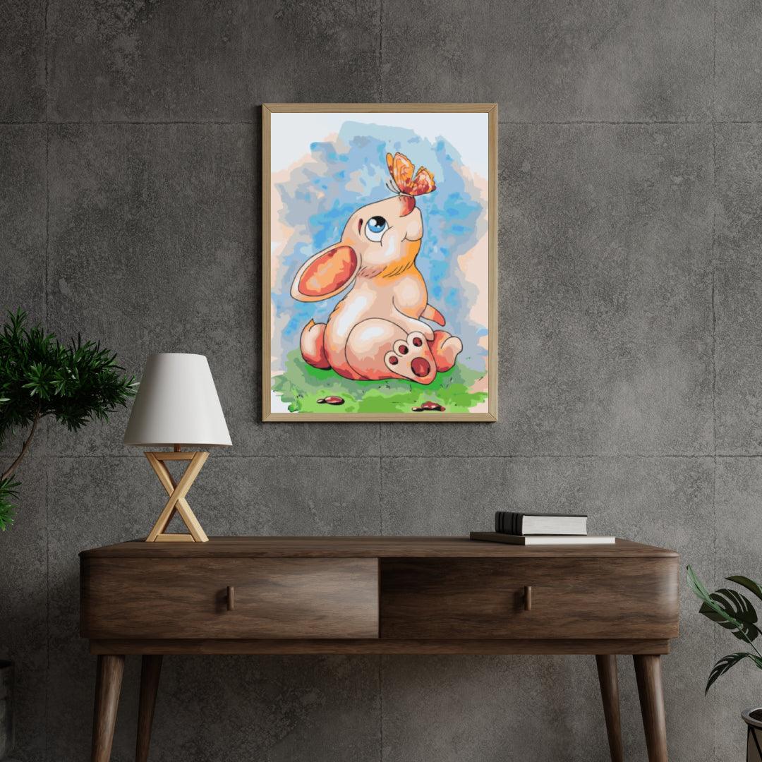 Diamond Painting - Konijn met een vlinder op zijn neus - SEOS®