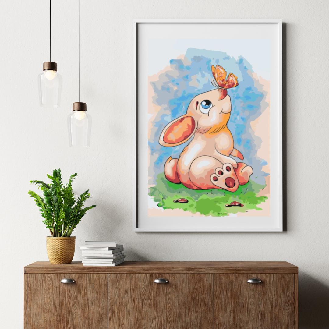 Diamond Painting - Konijn met een vlinder op zijn neus - SEOS®