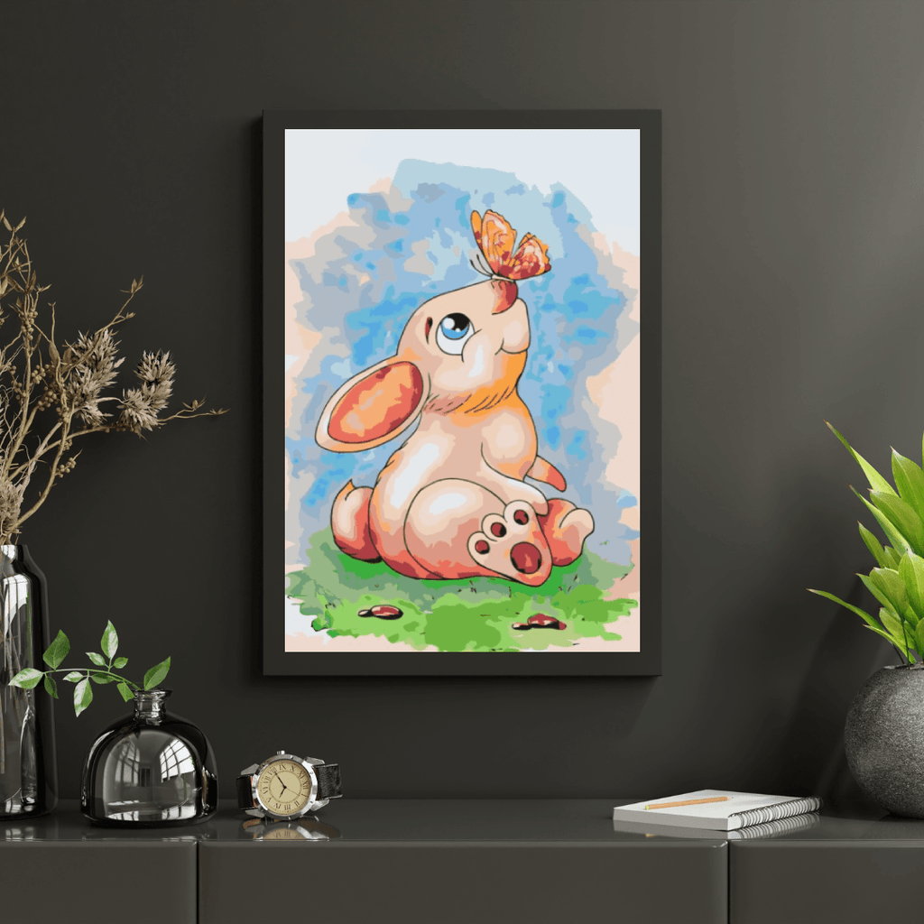 Diamond Painting - Konijn met een vlinder op zijn neus - SEOS®