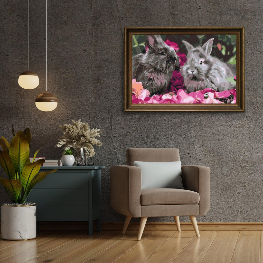 Diamond Painting - Konijnen tussen de bloemen - SEOS®