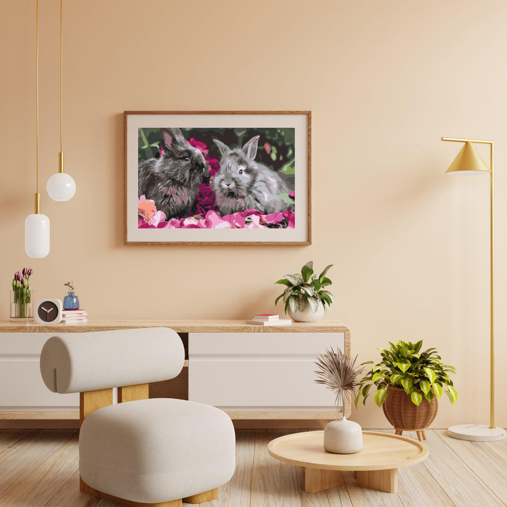 Diamond Painting - Konijnen tussen de bloemen - SEOS®