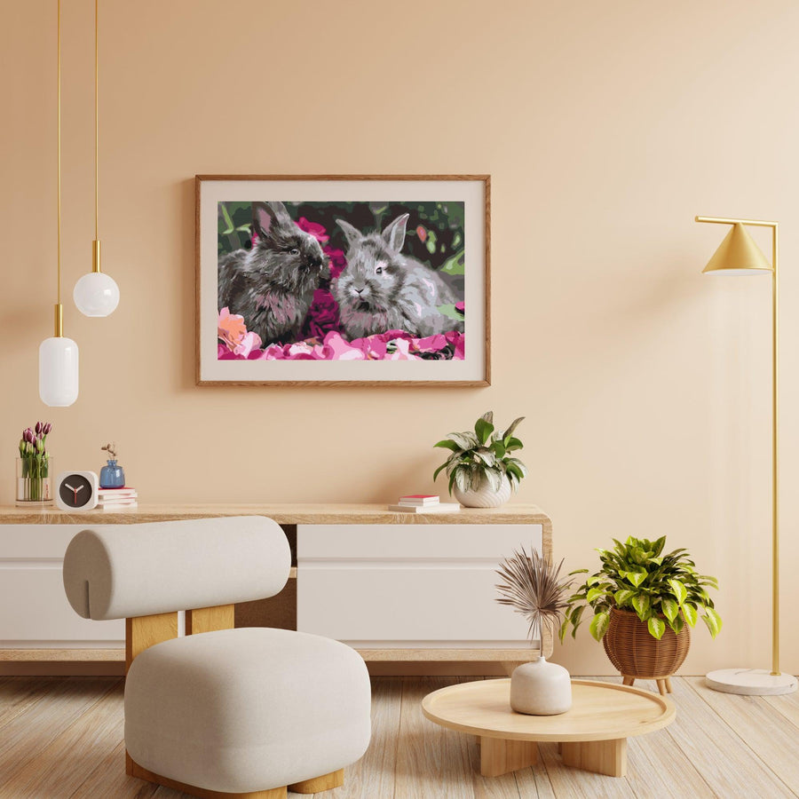 Diamond Painting - Konijnen tussen de bloemen - SEOS®