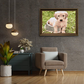 Diamond Painting - Labrador in een kom  - SEOS®