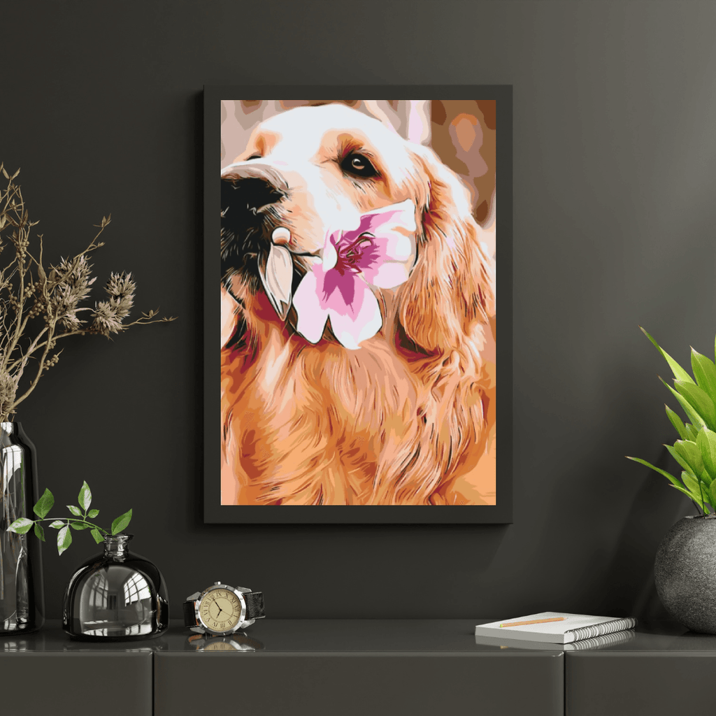 Diamond Painting - Labrador met bloem  - SEOS®