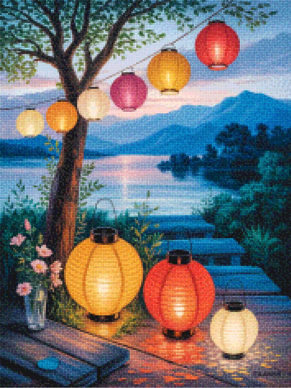 Diamond Painting - Lantaarns bij zonsondergang
