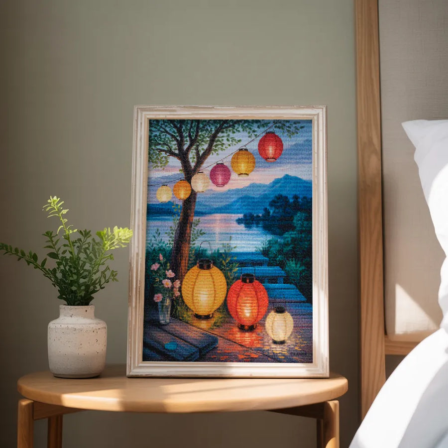 Diamond Painting - Lantaarns bij zonsondergang