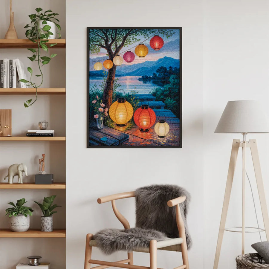 Diamond Painting - Lantaarns bij zonsondergang