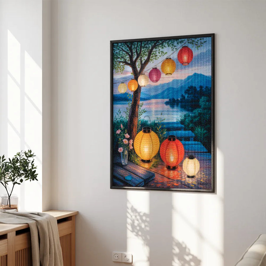 Diamond Painting - Lantaarns bij zonsondergang