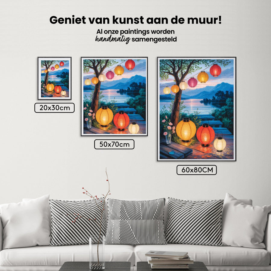 Diamond Painting - Lantaarns bij zonsondergang