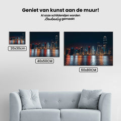 Diamond Painting - Nachtelijk stadsgezicht met reflecties op het water