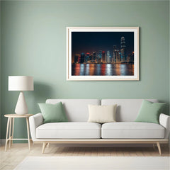 Diamond Painting - Nachtelijk stadsgezicht met reflecties op het water