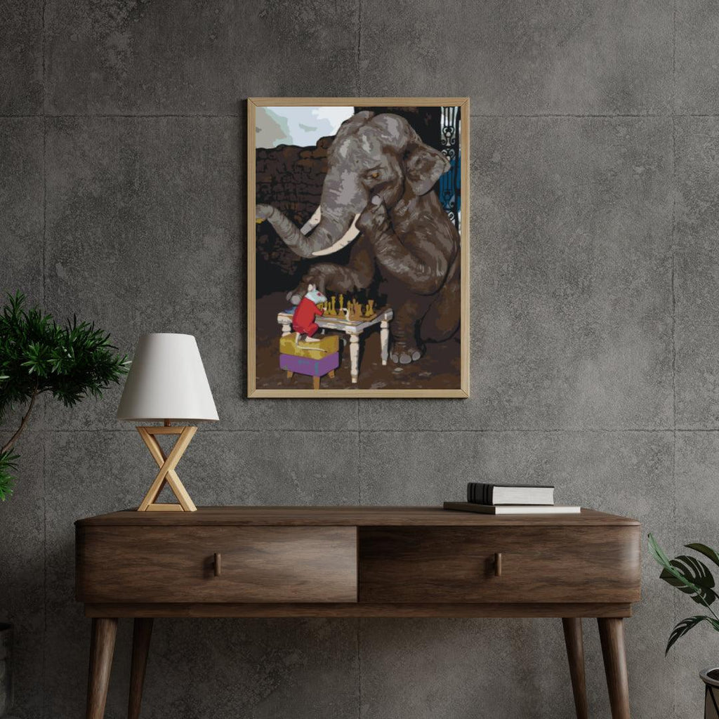 Diamond Painting - Olifant en muis spelen schaak - SEOS®