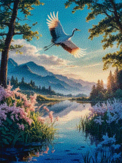 Diamond Painting - Onder de vlucht van de kraanvogel