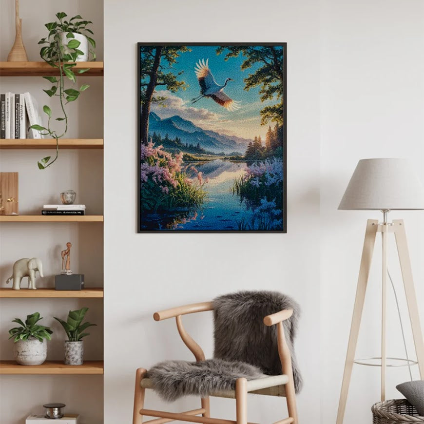 Diamond Painting - Onder de vlucht van de kraanvogel