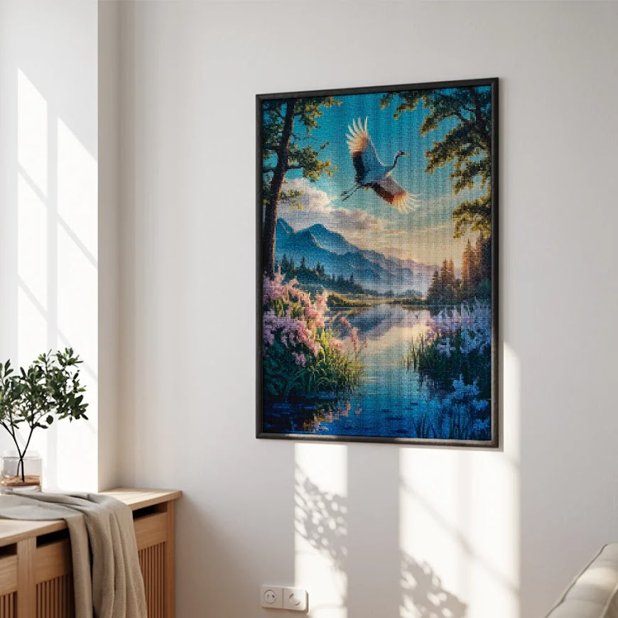 Diamond Painting - Onder de vlucht van de kraanvogel