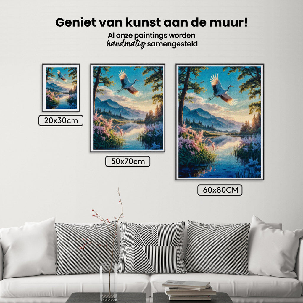 Diamond Painting - Onder de vlucht van de kraanvogel
