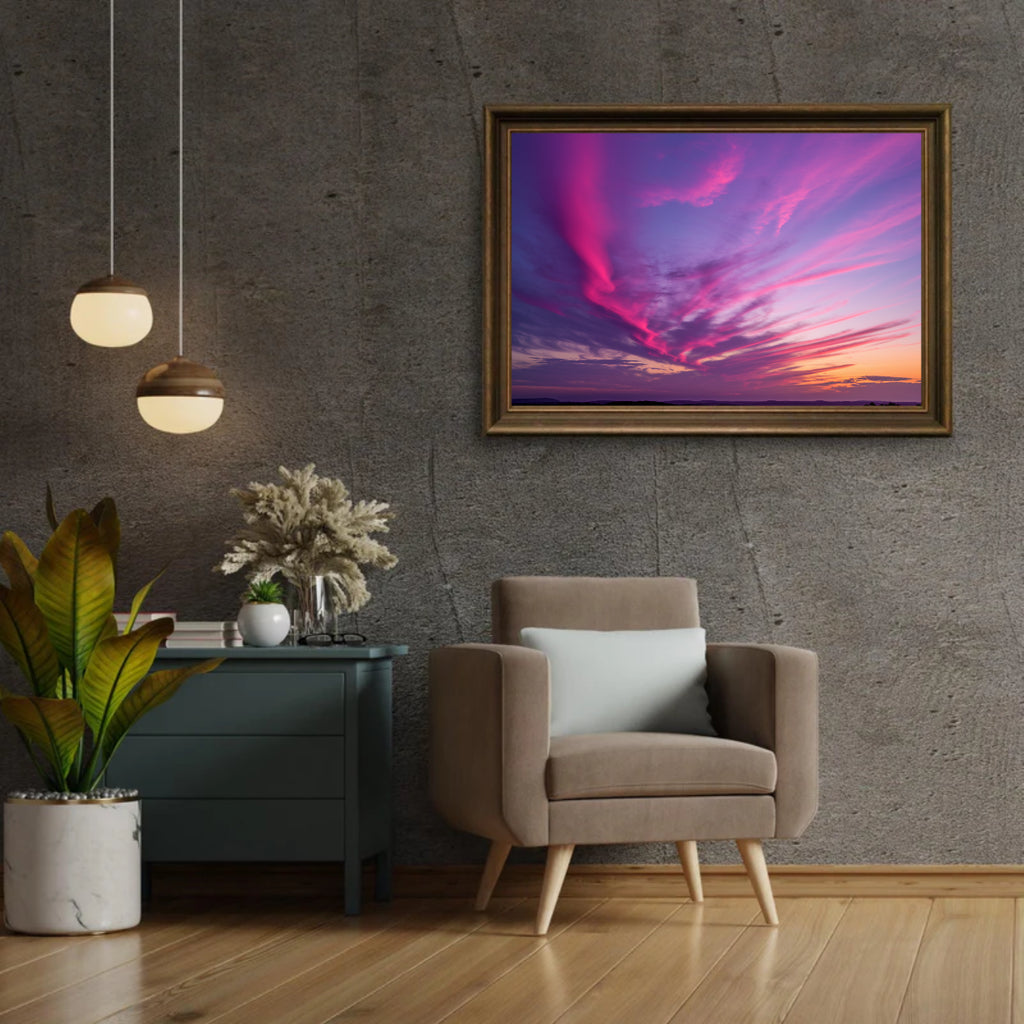 Diamond Painting - Paarse en roze wolken bij zonsondergang
