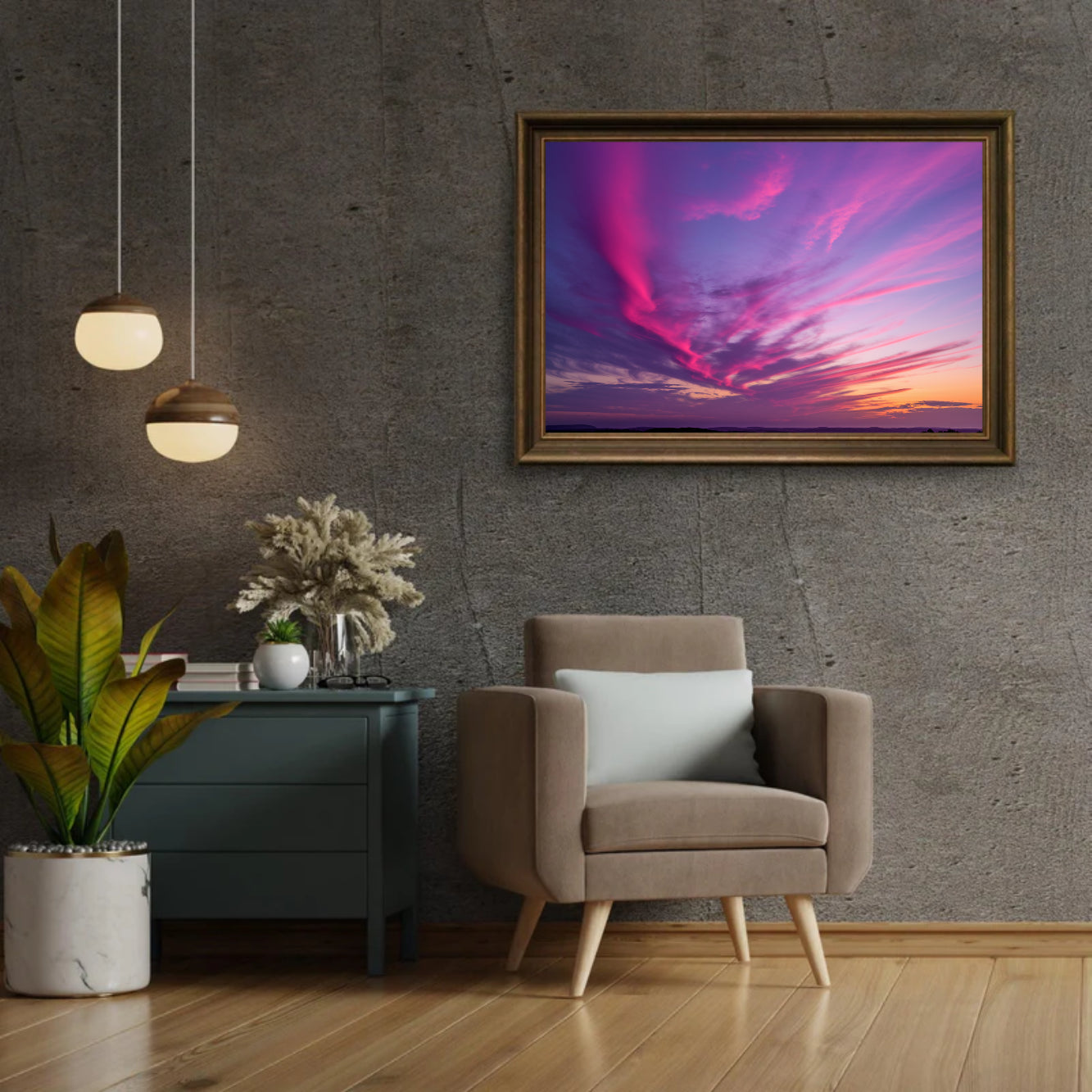 Diamond Painting - Paarse en roze wolken bij zonsondergang