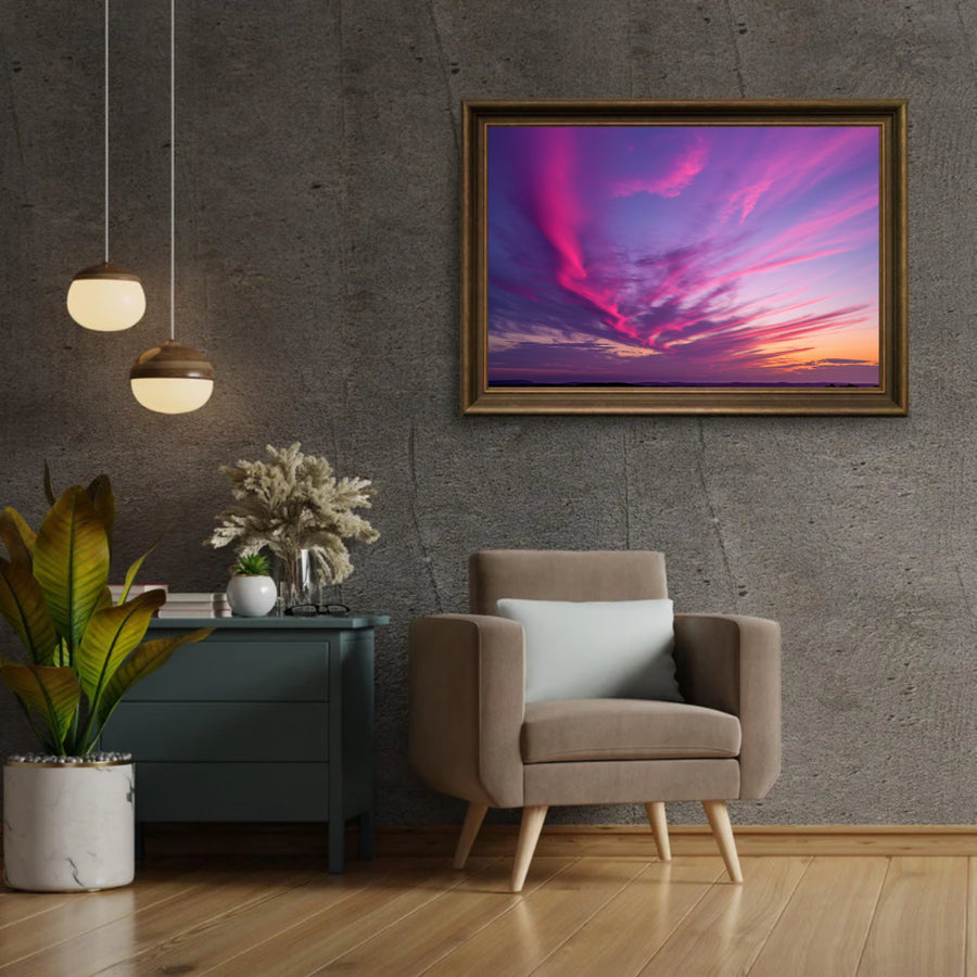 Diamond Painting - Paarse en roze wolken bij zonsondergang