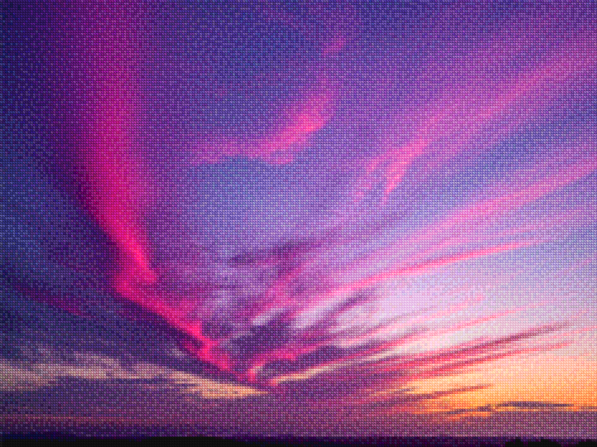 Diamond Painting - Paarse en roze wolken bij zonsondergang