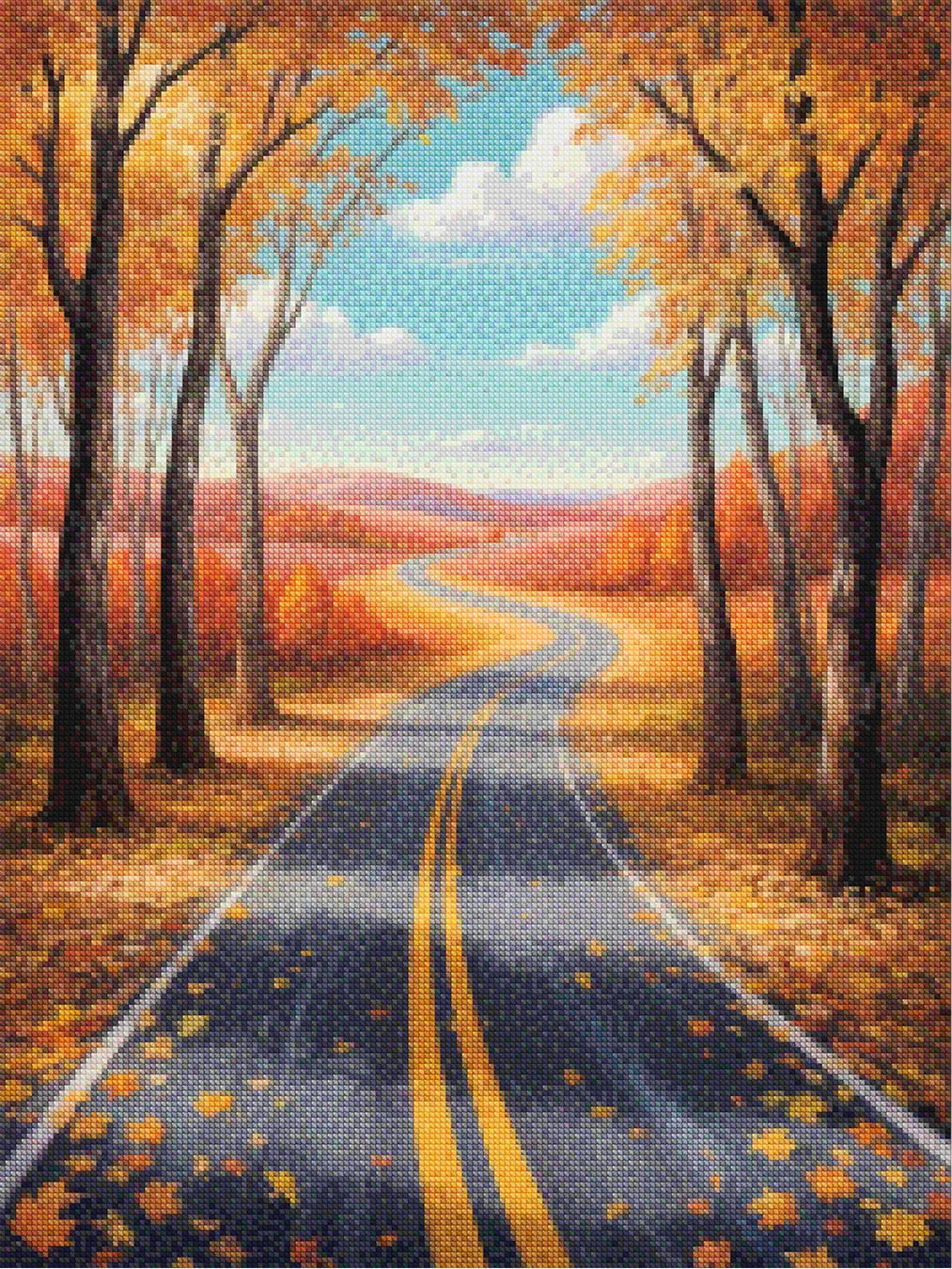 Diamond Painting - Pad door de gloed van de herfst