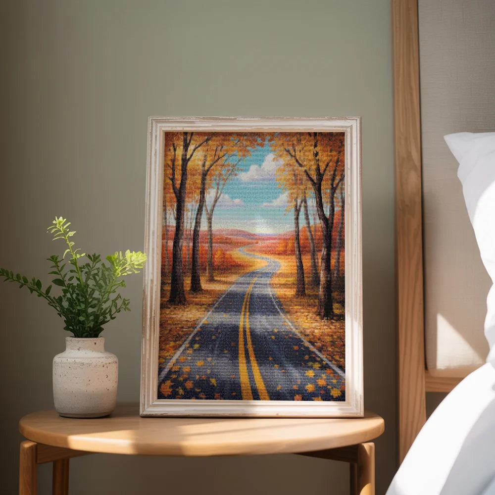 Diamond Painting - Pad door de gloed van de herfst