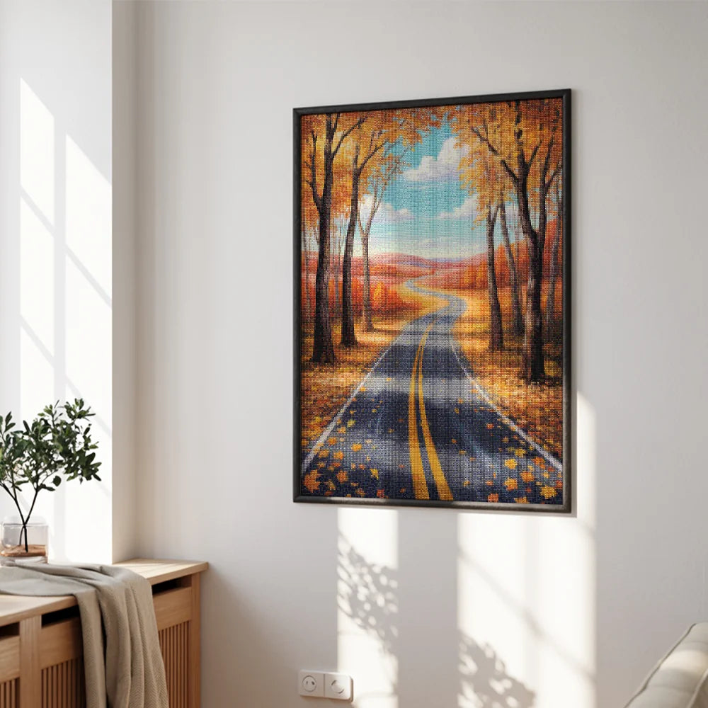 Diamond Painting - Pad door de gloed van de herfst