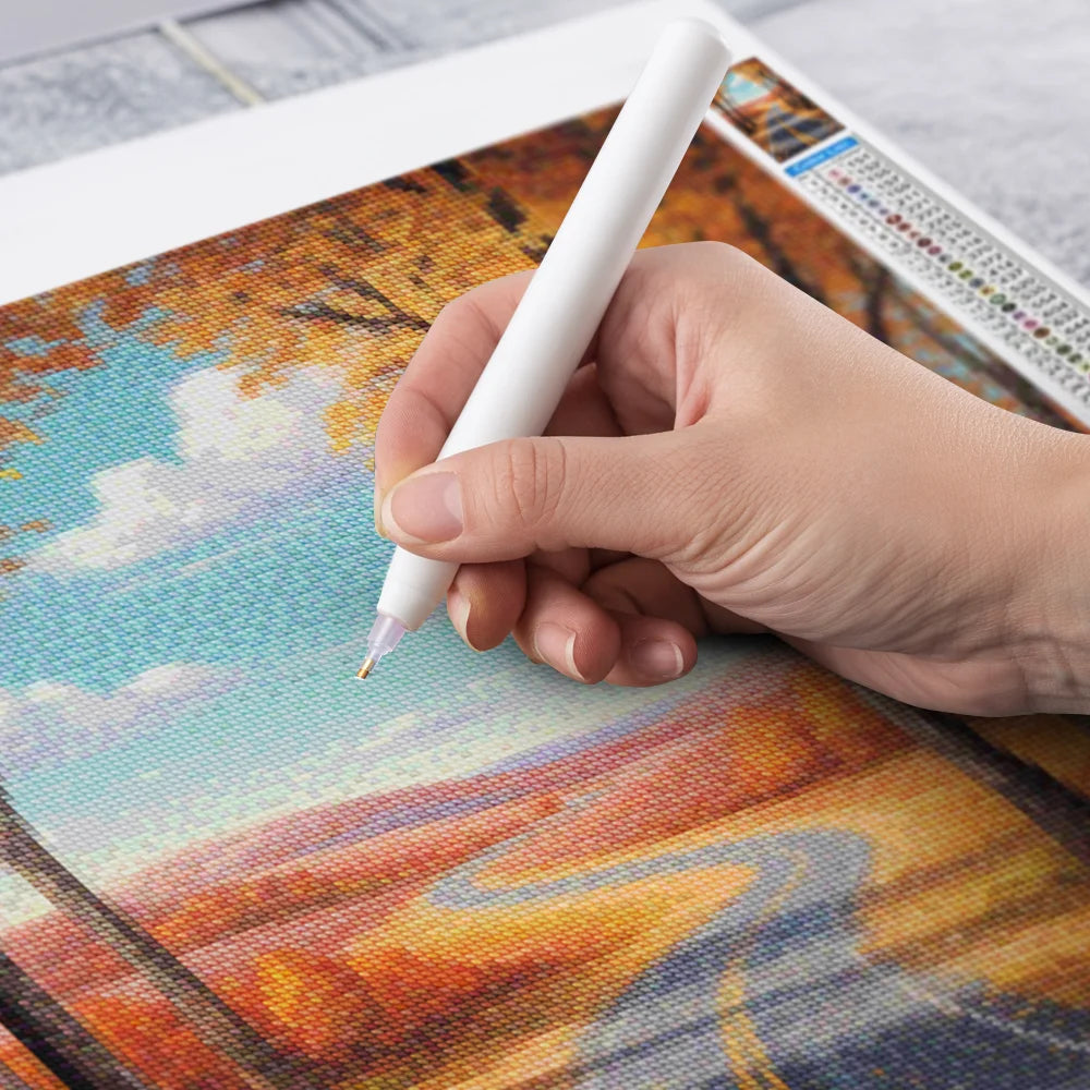 Diamond Painting - Pad door de gloed van de herfst