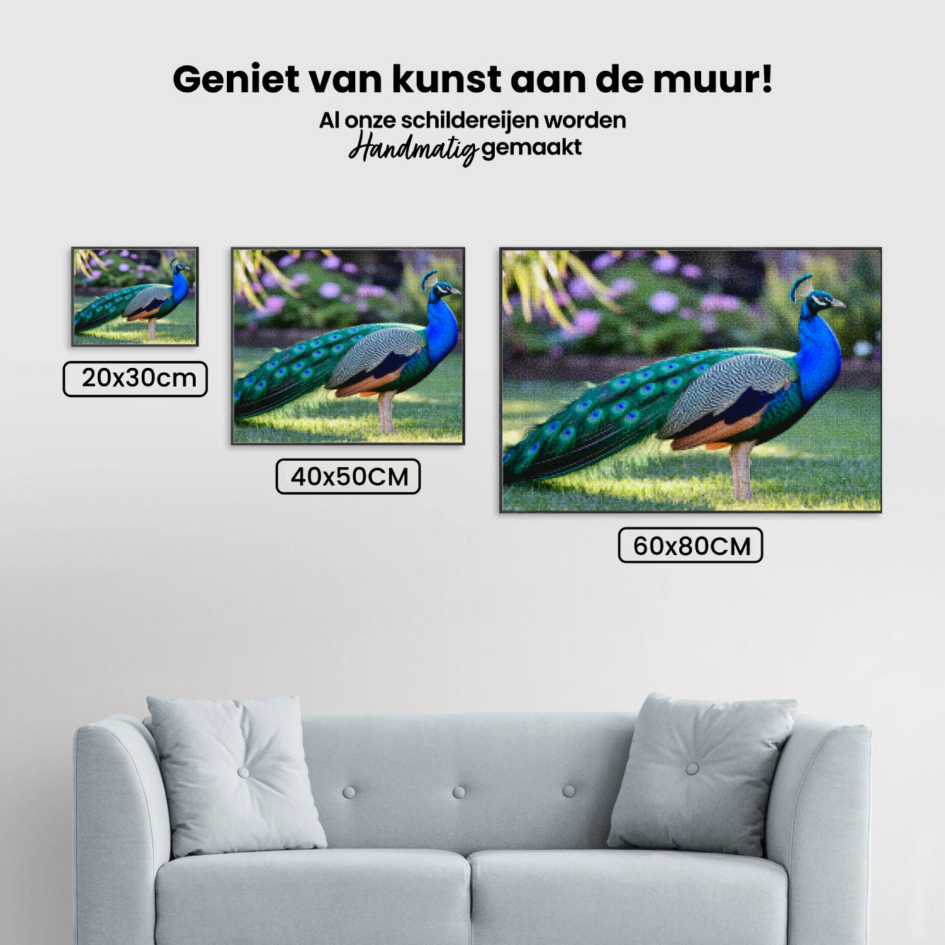 Diamond Painting - Pauw met uitwaaierende veren in juweeltinten