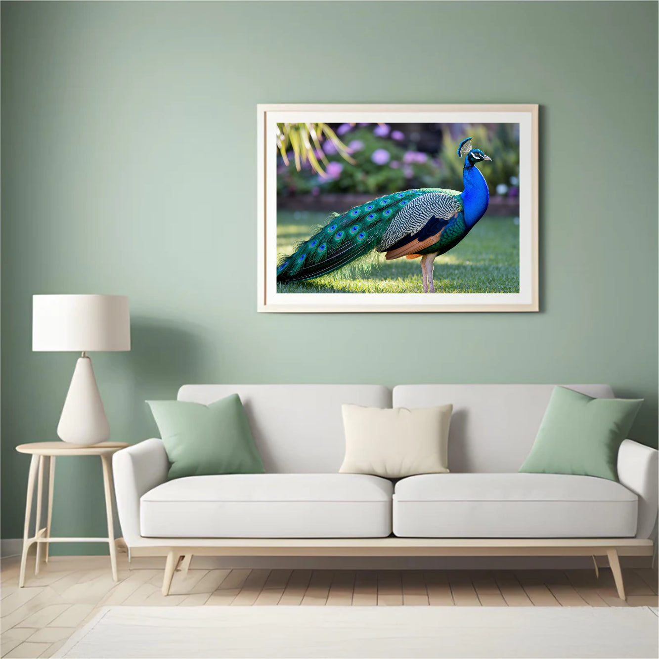 Diamond Painting - Pauw met uitwaaierende veren in juweeltinten