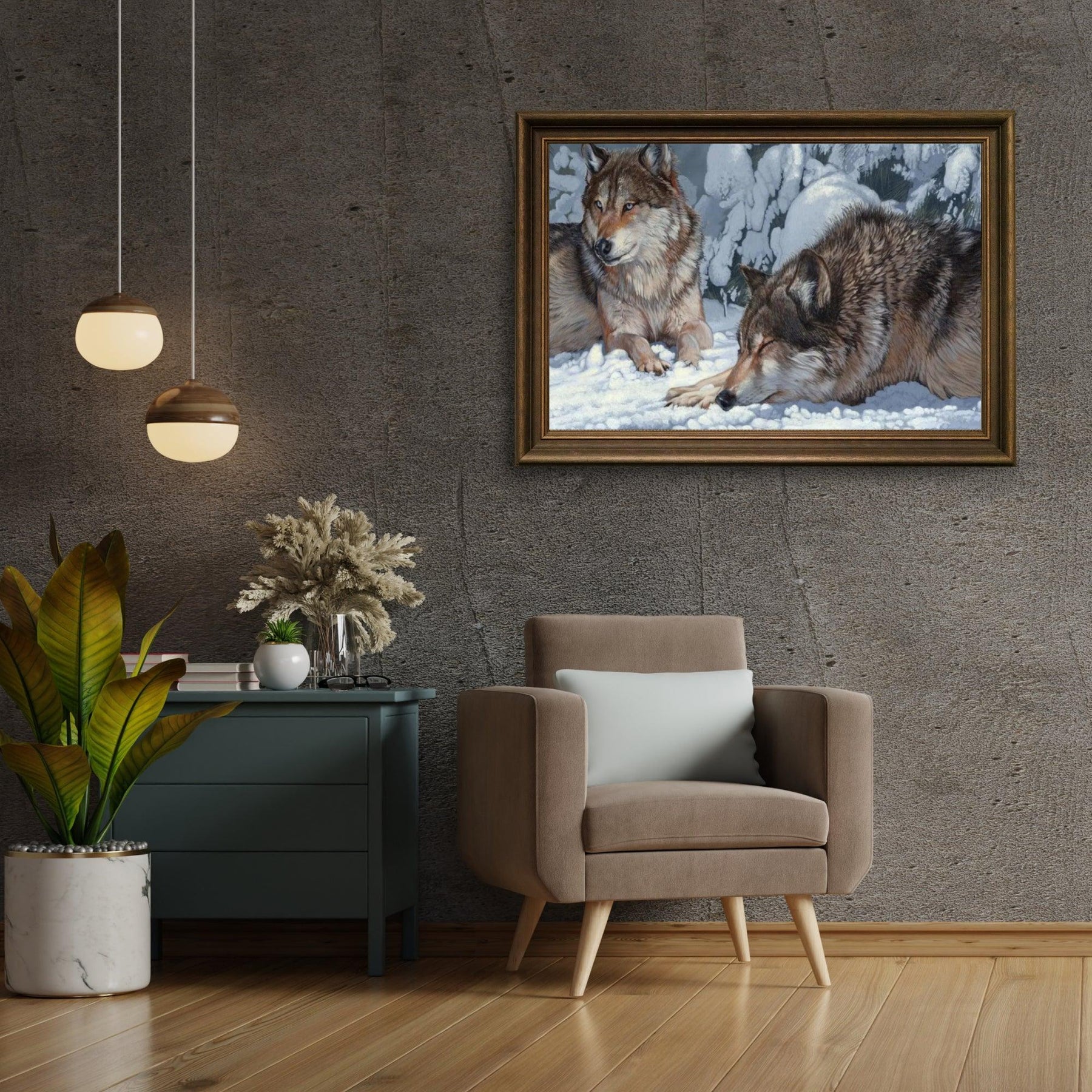 Diamond Painting - Peaceful Greys: Boeiende Wolf