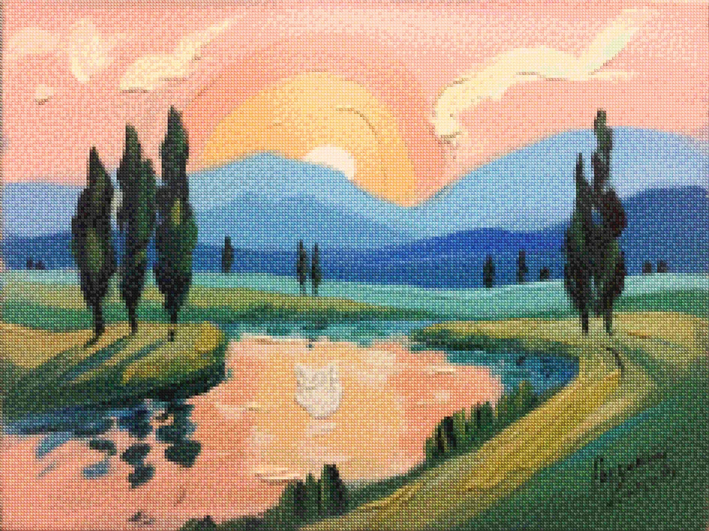 Diamond Painting - Perzik-geschilderde avonden