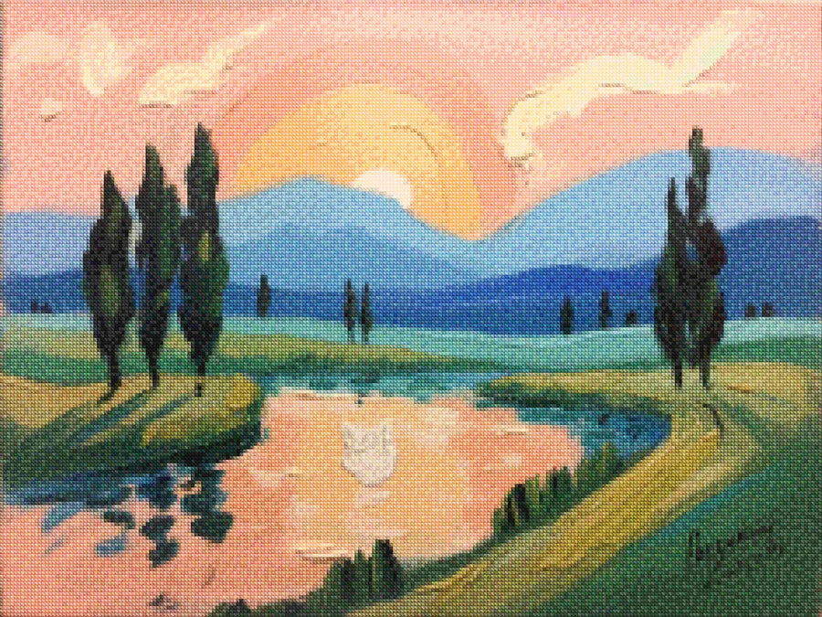 Diamond Painting - Perzik-geschilderde avonden